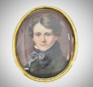 GEORGIAN PORTRAIT MINIATURE MOURNING BROOCH