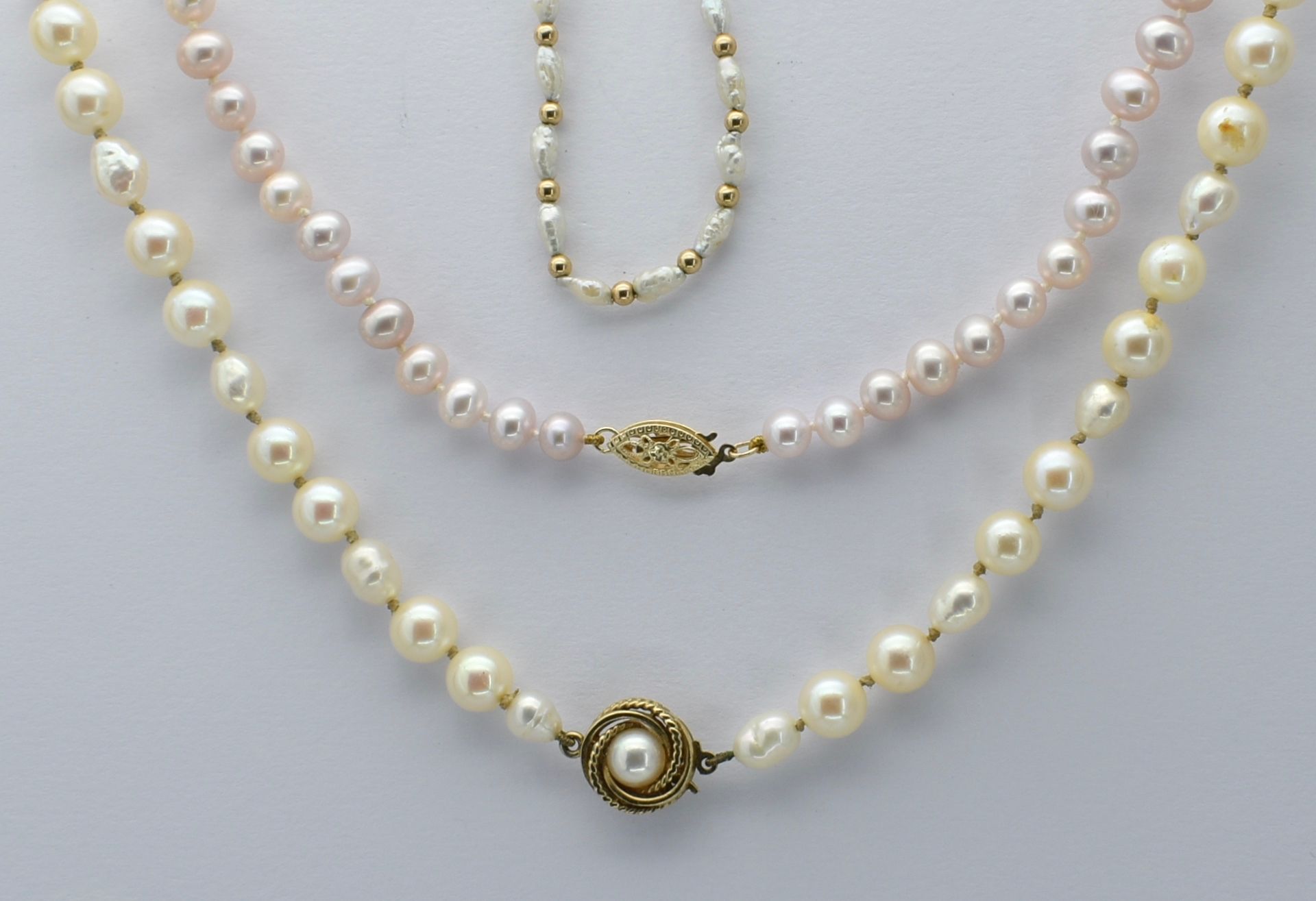 Two Cultured Pearl Necklaces & a Bracelet
