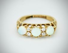 Victorian 19th Century Gold Opal & Diamond Ring