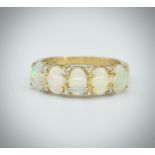 9ct Opal & Diamond Five Stone Ring