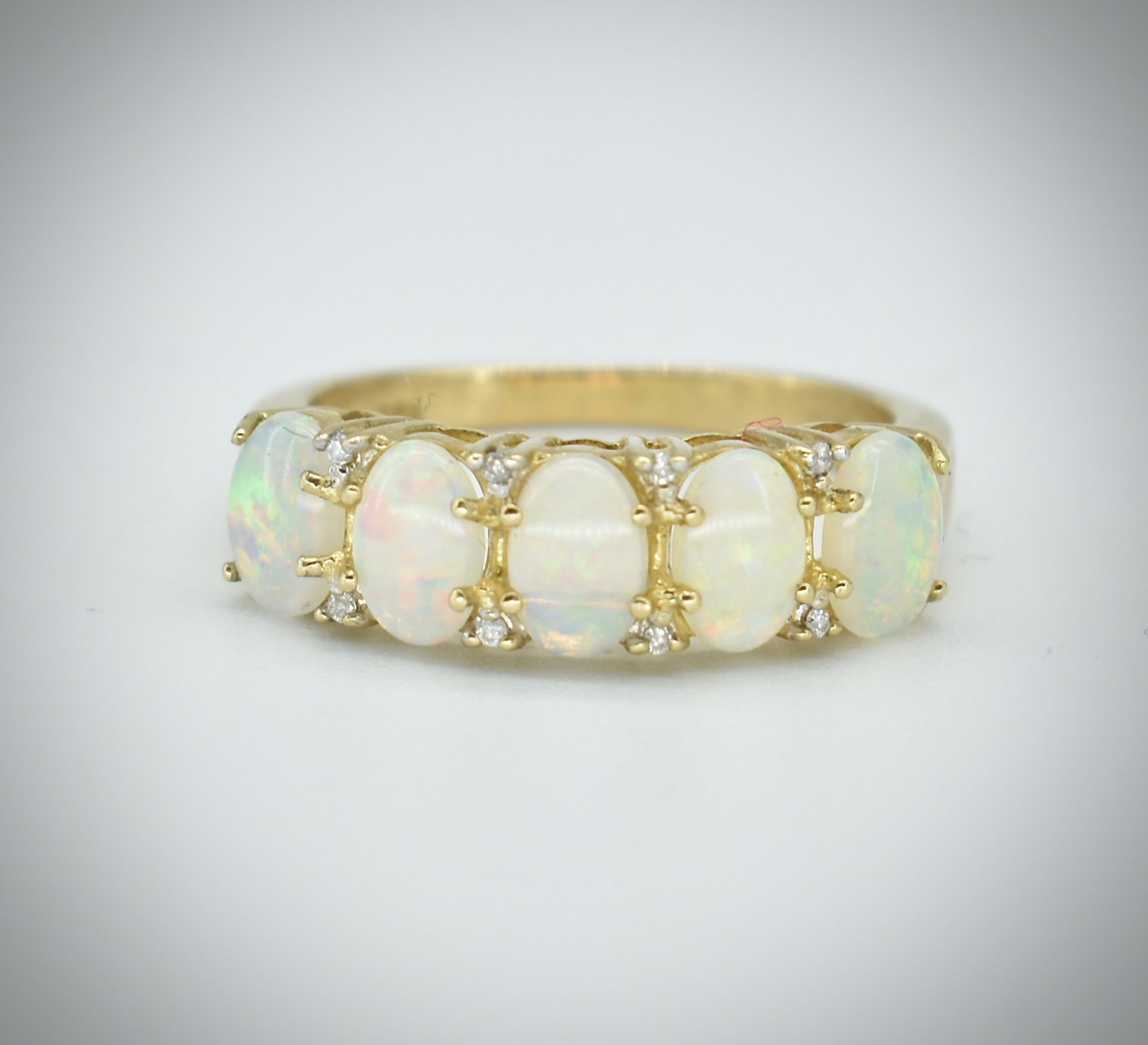 9ct Opal & Diamond Five Stone Ring