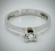 14ct White Gold Diamond Solitaire Ring