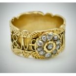 An Antique 15ct Gold & Diamond Band Ring