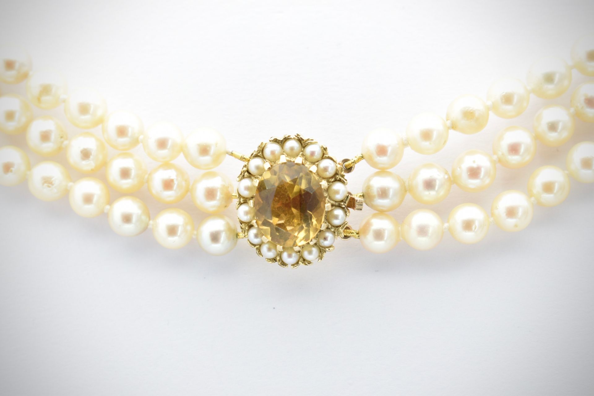 9ct Gold Citrine & Cultured Pearl Necklace - Image 4 of 6