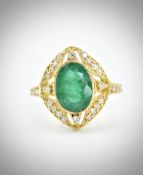 18ct Gold Emerald & Diamond Ring