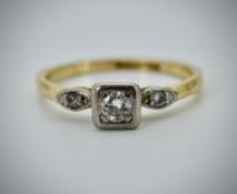 18ct Gold Platinum & Diamond Three Stone Ring