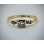 18ct Gold Platinum & Diamond Three Stone Ring