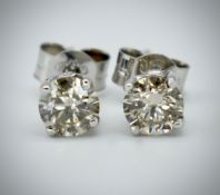 Pair of 14ct White Gold And Diamond Stud Earrings