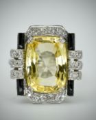 18ct Gold Unheated Yellow Sapphire & Diamond Ring