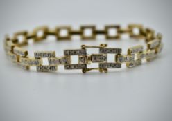 9ct Yellow Gold & Diamond Hallmarked London Bracelet