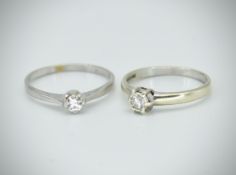 2 9ct White Gold Single Stone Diamond Rings