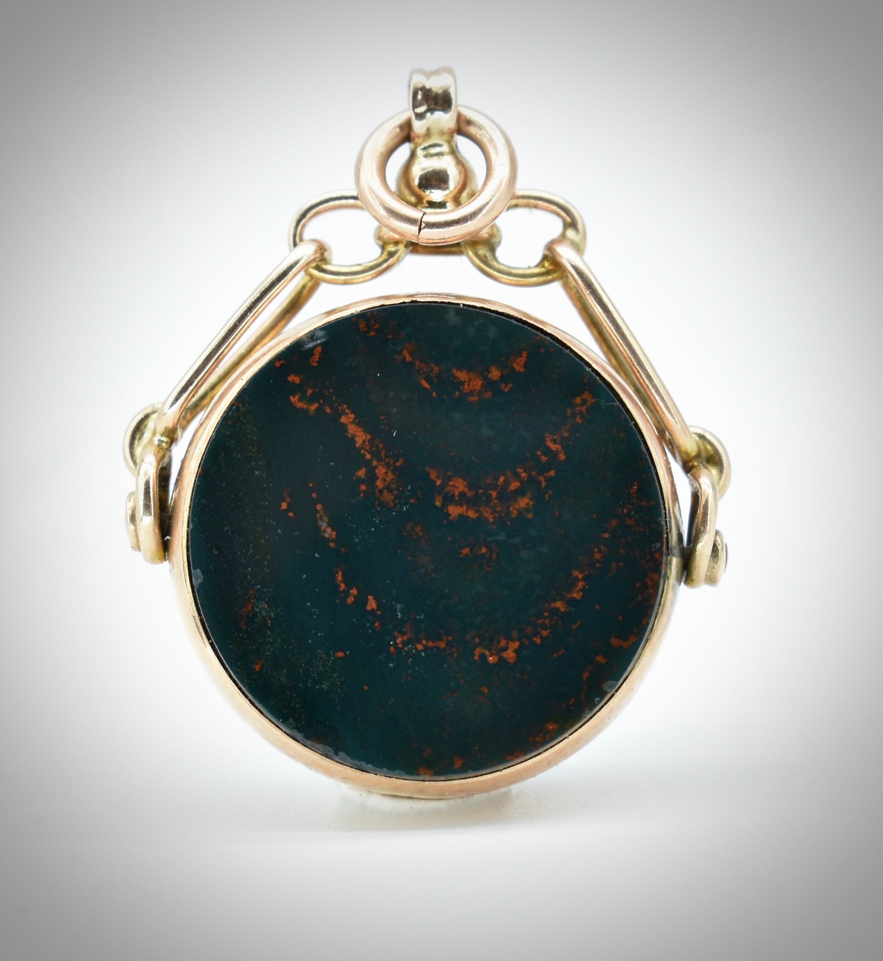 9ct Gold & Bloodstone Agate Fob Swivel