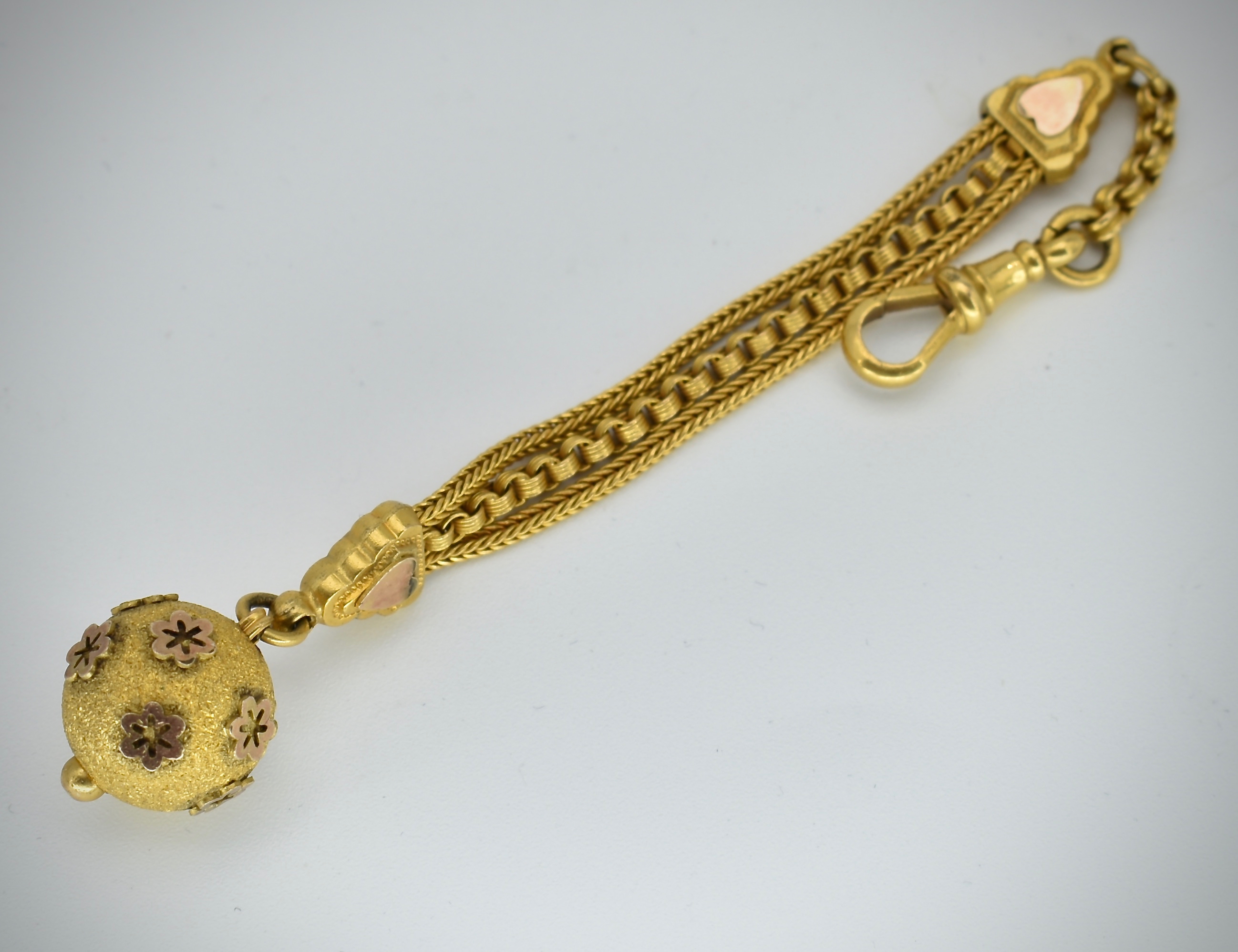 Victorian 19th Century Gold Albertina Chain & Ball Finial