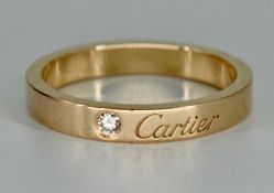 18ct Rose Gold & Diamond C de Cartier Band Ring