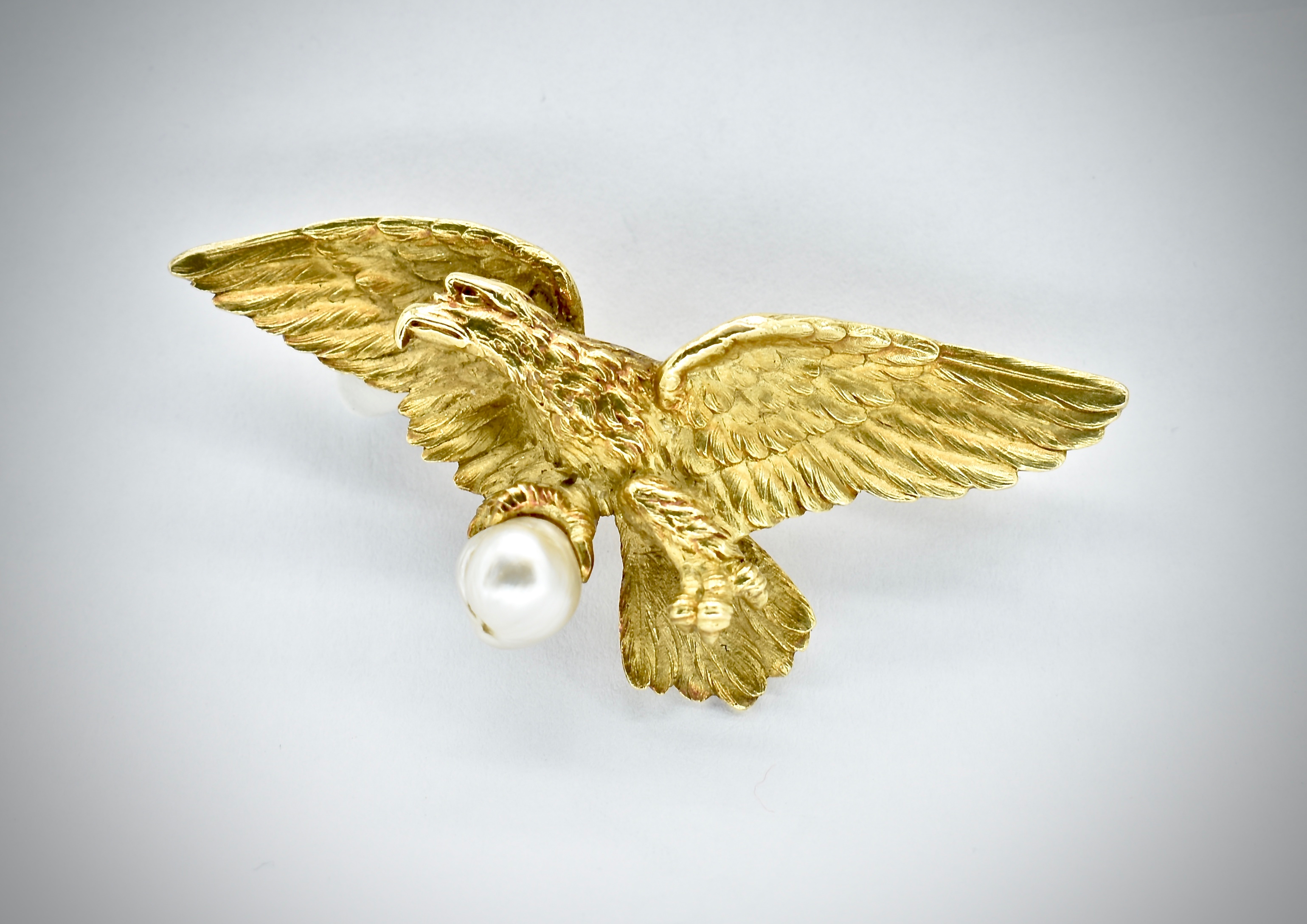 French 18ct Gold & Pearl Eagle Brooch