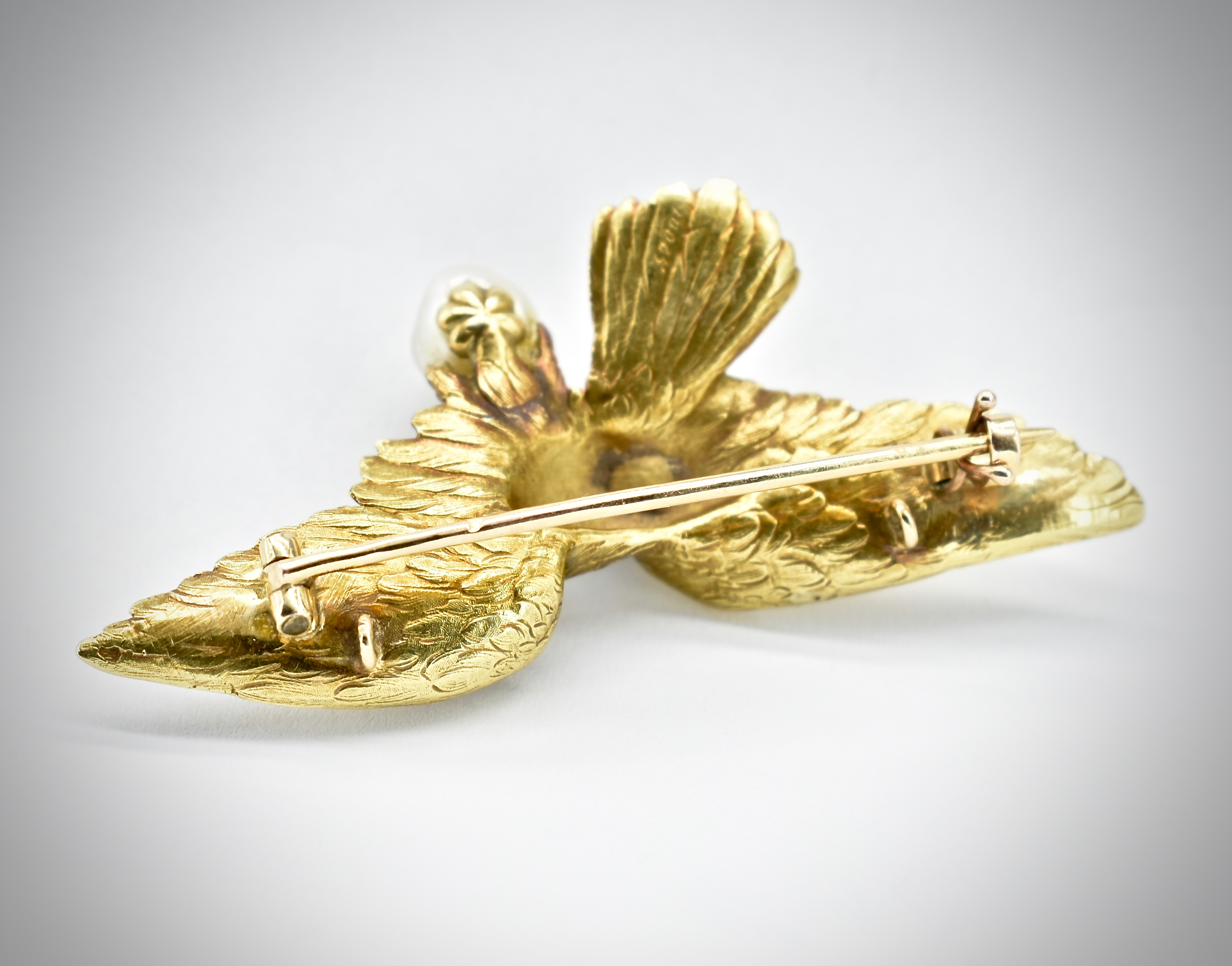 French 18ct Gold & Pearl Eagle Brooch - Image 2 of 4
