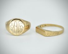 9ct Gold Hallmarked Signet Ring & Another