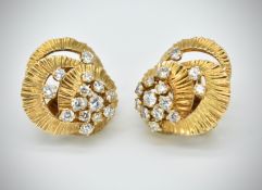Pair of 60's Kutchinsky 18ct Gold & Diamond Earrings