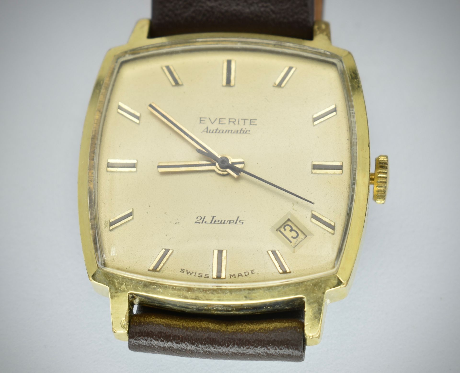 Mid Century Everite Automatic 21 Jewels Shockproof Gents Wristwatch