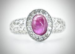 18ct white gold ruby and diamond ring