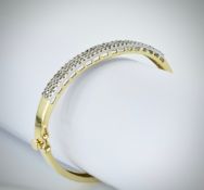 A 14ct Gold & Diamond Pave Fronted Bracelet - Bangle