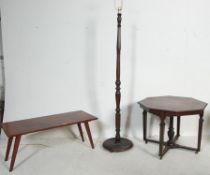 1940’S MAHOGANY COFFEE TABLE AND STANDARD LAMP TOGETHER WITH A MAHOGANY COFFEE TABLE