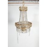 ANTIQUE VICTORIAN STYLE BRASS AND GLASS CHANDELIER