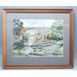 LATE 20TH CENTURY WATERCOLOUR PAINTING OF TWO BRIDGES