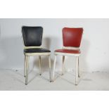 GOOD PAIR OF RETRO MID CENTURY ALUMINUM FRAMED AMERICAN KITCHEN DINERCHAIRS