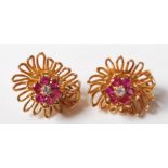 VINTAGE 18CT GOLD, DIAMOND AND RUBY CLIP ON EARRINGS