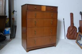 ART DECO STYLE 1950S OAK VENEER CHEST OF DRAWERS