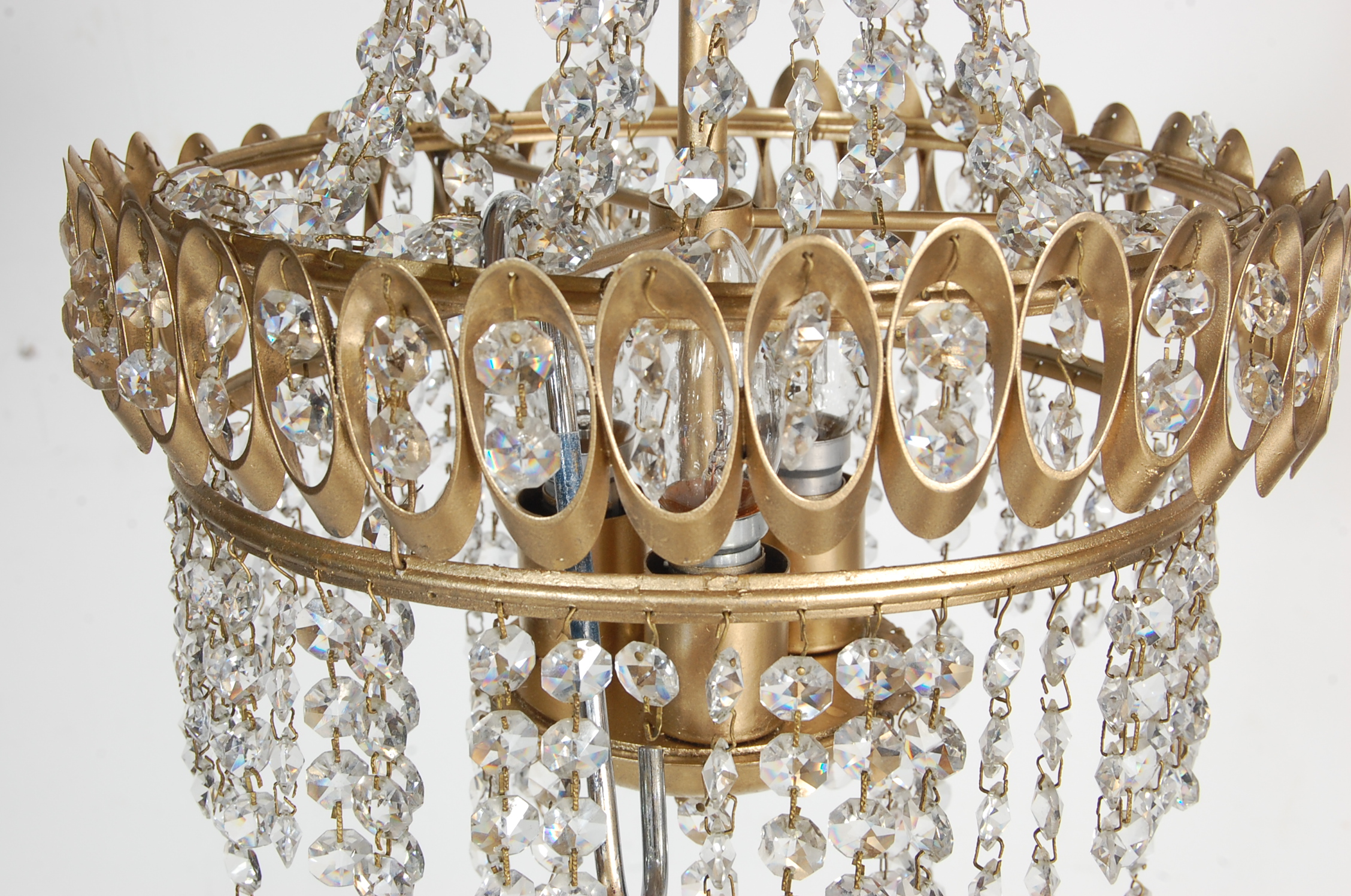 ANTIQUE VICTORIAN STYLE BRASS AND GLASS CHANDELIER - Image 2 of 5