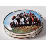 STAMPED .925 SILVER PILL BOX WITH ENAMEL CIVIL WAR PLAQUE