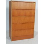 RETRO 20TH CENTURY TEAK UPRIGHT PEDESTAL CHEST OF DRAWERS