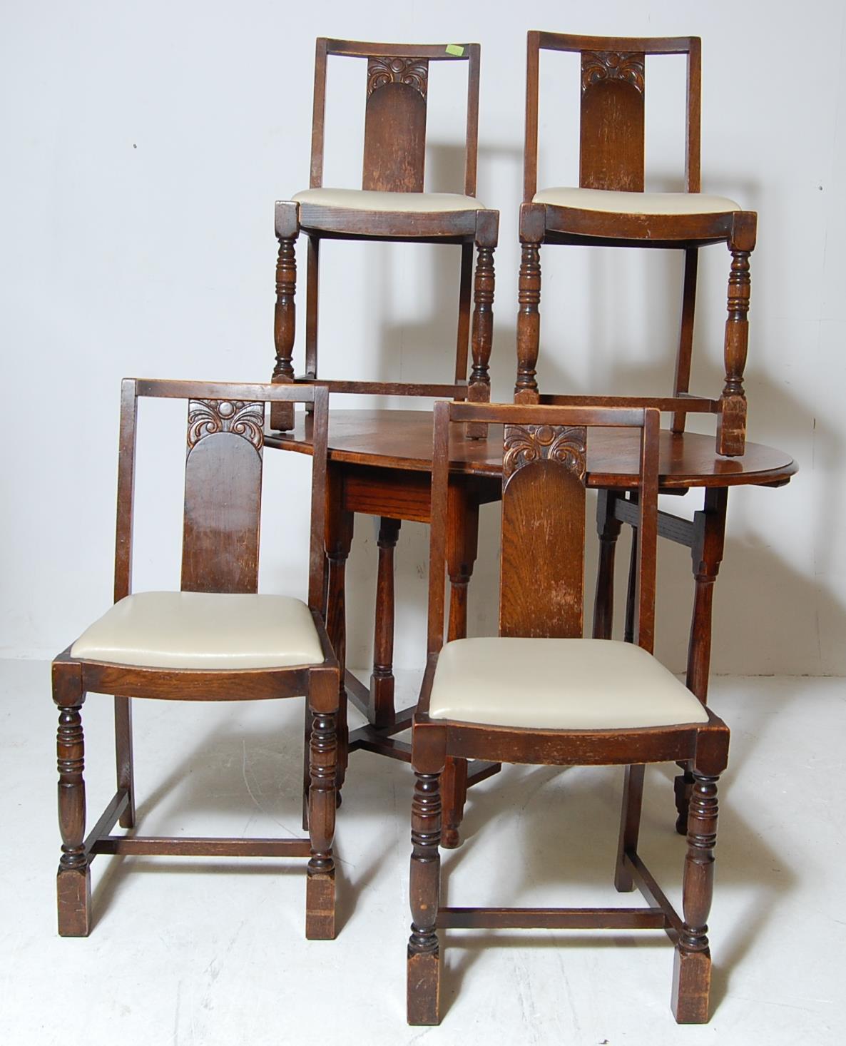 VINTAGE MID CENTURY ERCOL DINING CHAIRS TOGETHER WITH A DROP LEAF TABEL