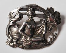 ART NOUVEAU SILVER FIGURAL BROOCH