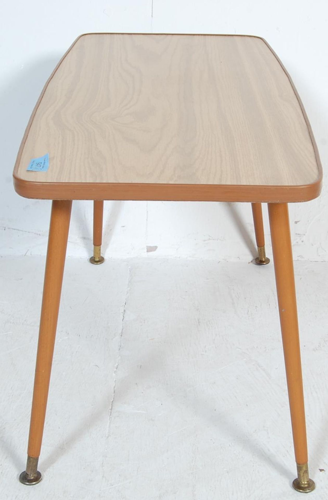 RETRO VINTAGE 1970S TEAK WOOD COFFEE TABLE WITH A CIRCULAR POUFFE/FOOTREST - Bild 6 aus 8