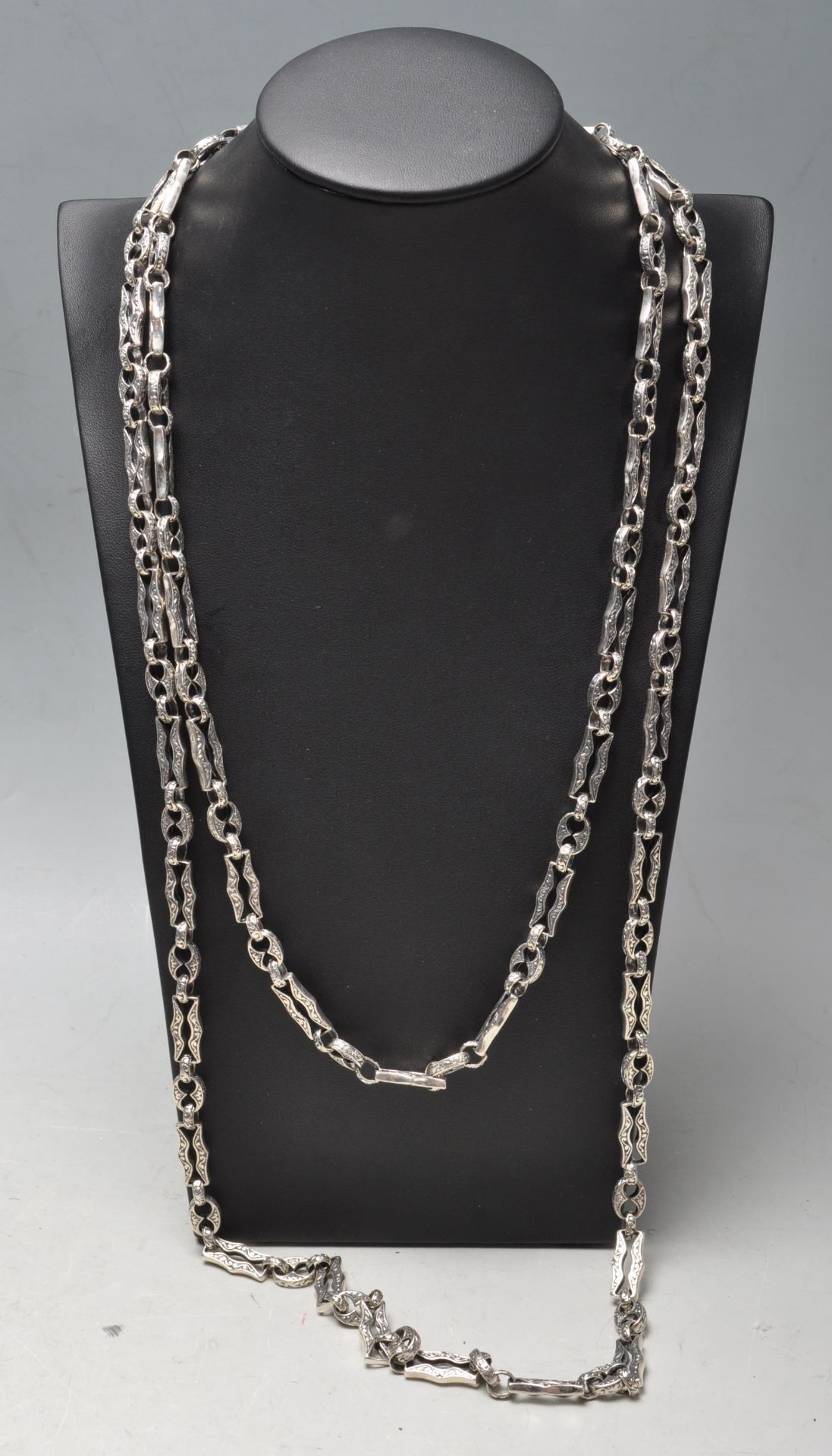 STAMPED .925 SILVER FANCY CHAIN IN THE ALBERT STYLE - Bild 7 aus 7