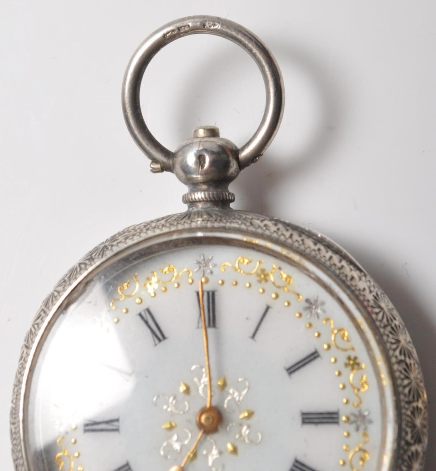 LADIES SILVER FOB WATCH AND KEY - Image 2 of 6