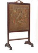 VINTAGE MID CENTURY GLAZED EMBROIDERED FIRE SCREEN