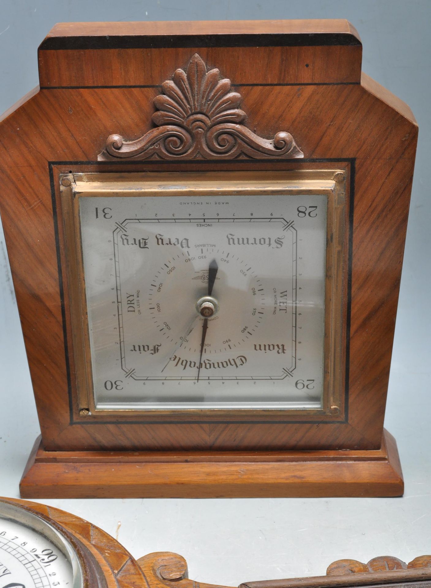 TWO 20TH CENTURY WALL HANGING BAROMETERS - Bild 2 aus 7