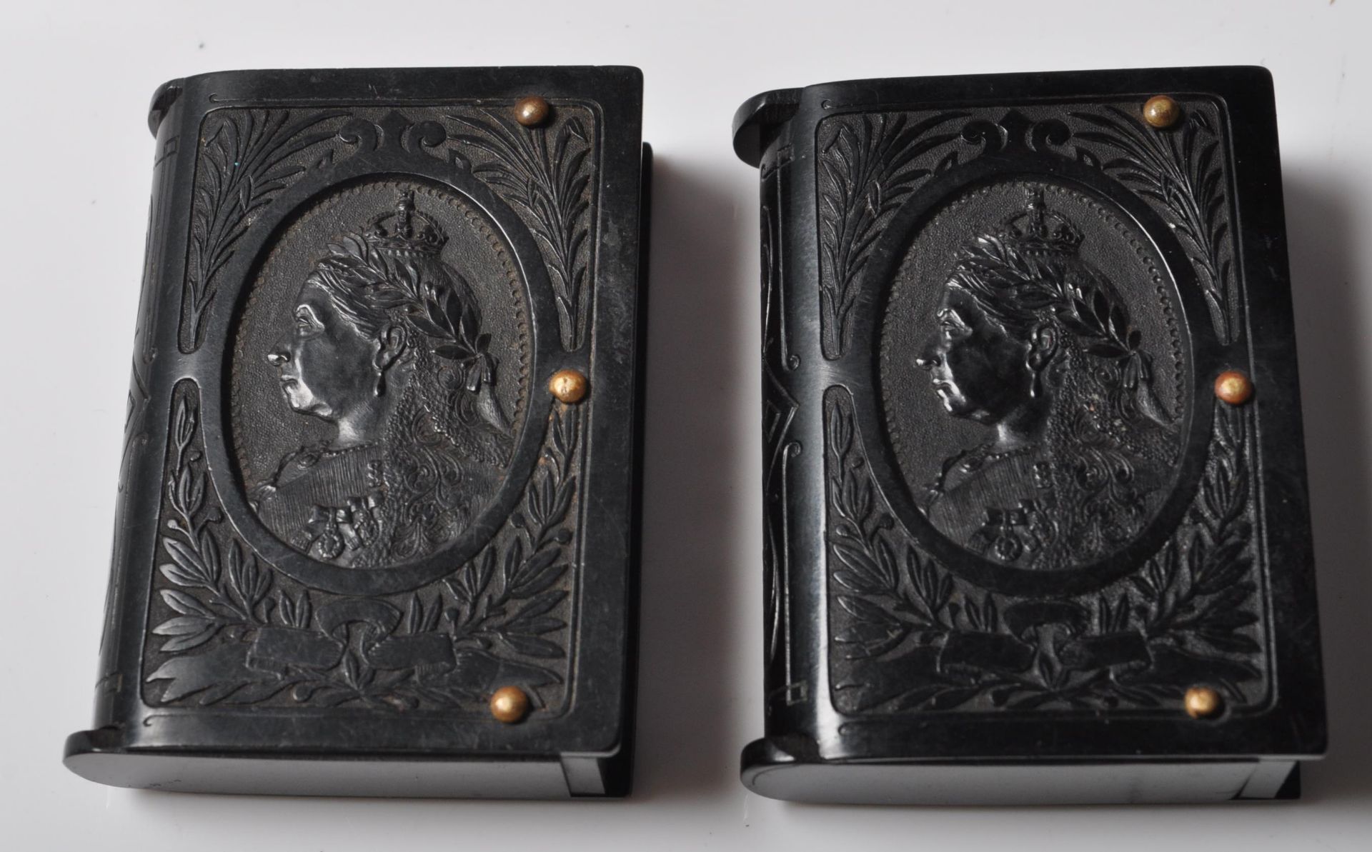 PAIR OF 19TH CENTURY VICTORIAN JET VESTA CASES