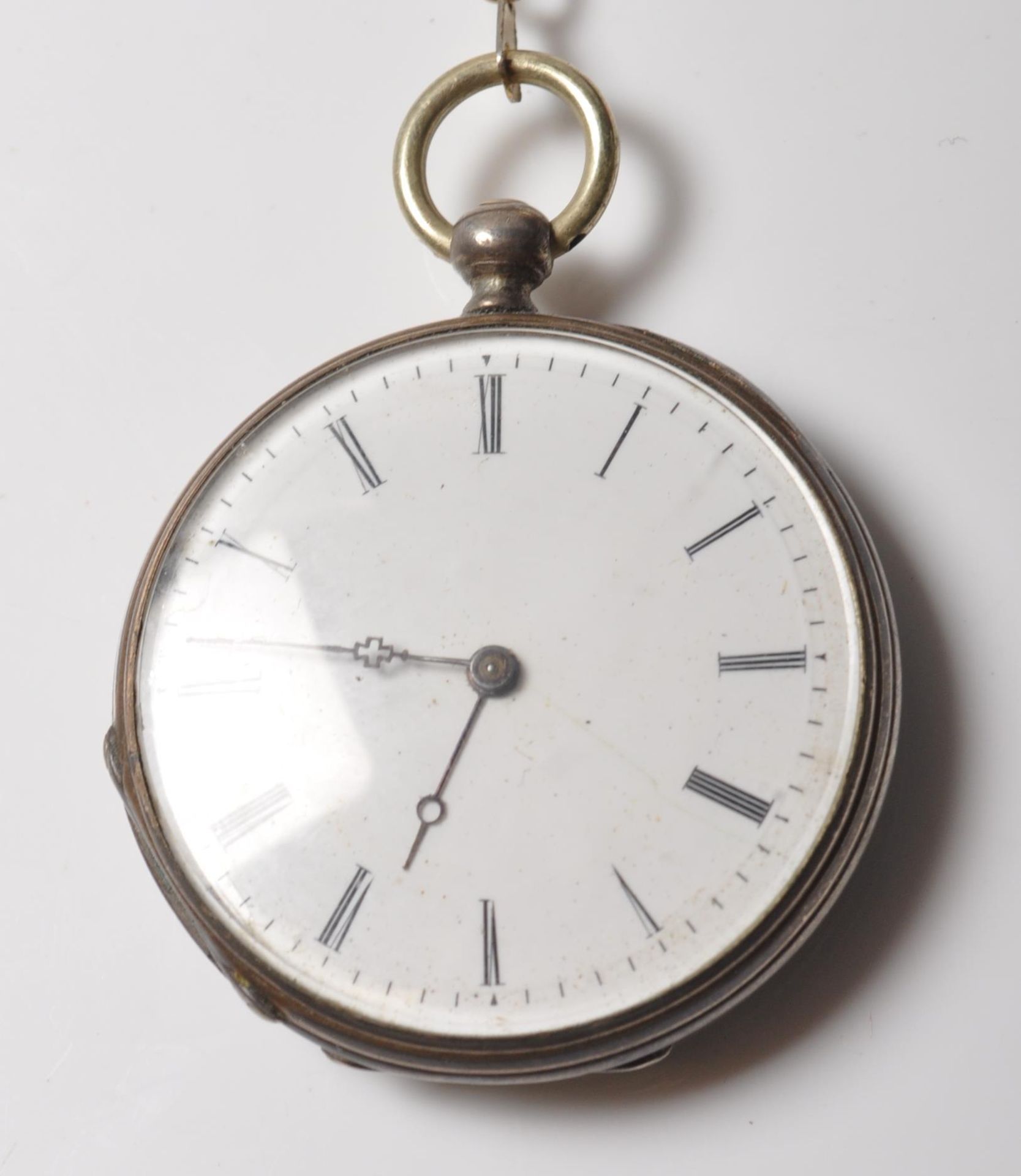 ANTIQUE SILVER POCKET WATCH WITH KEY - Bild 2 aus 7