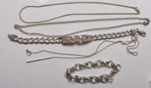 GROUP OF SILVER NECKLACE AND BRACELET CHAIN