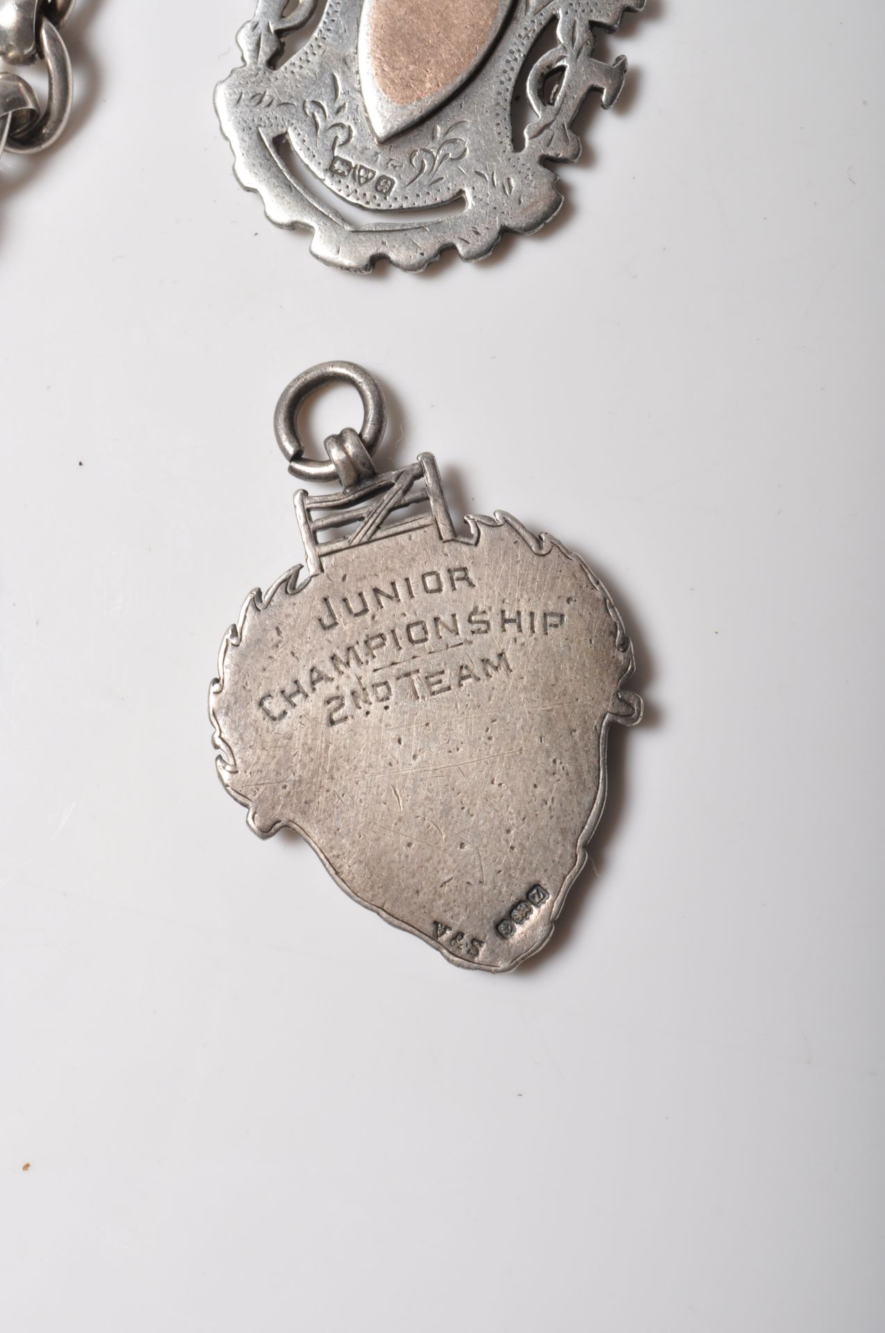THREE ANTIQUE SILVER HALLMARKED FOB MEDALS - Image 7 of 7