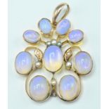 ANTIQUE GOLD OPAL AND SEED PEARL PENDANT