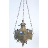20TH CENTURY MOROCCAN STYLE BRASS CEILING OIL LAMP