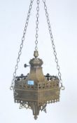 20TH CENTURY MOROCCAN STYLE BRASS CEILING OIL LAMP