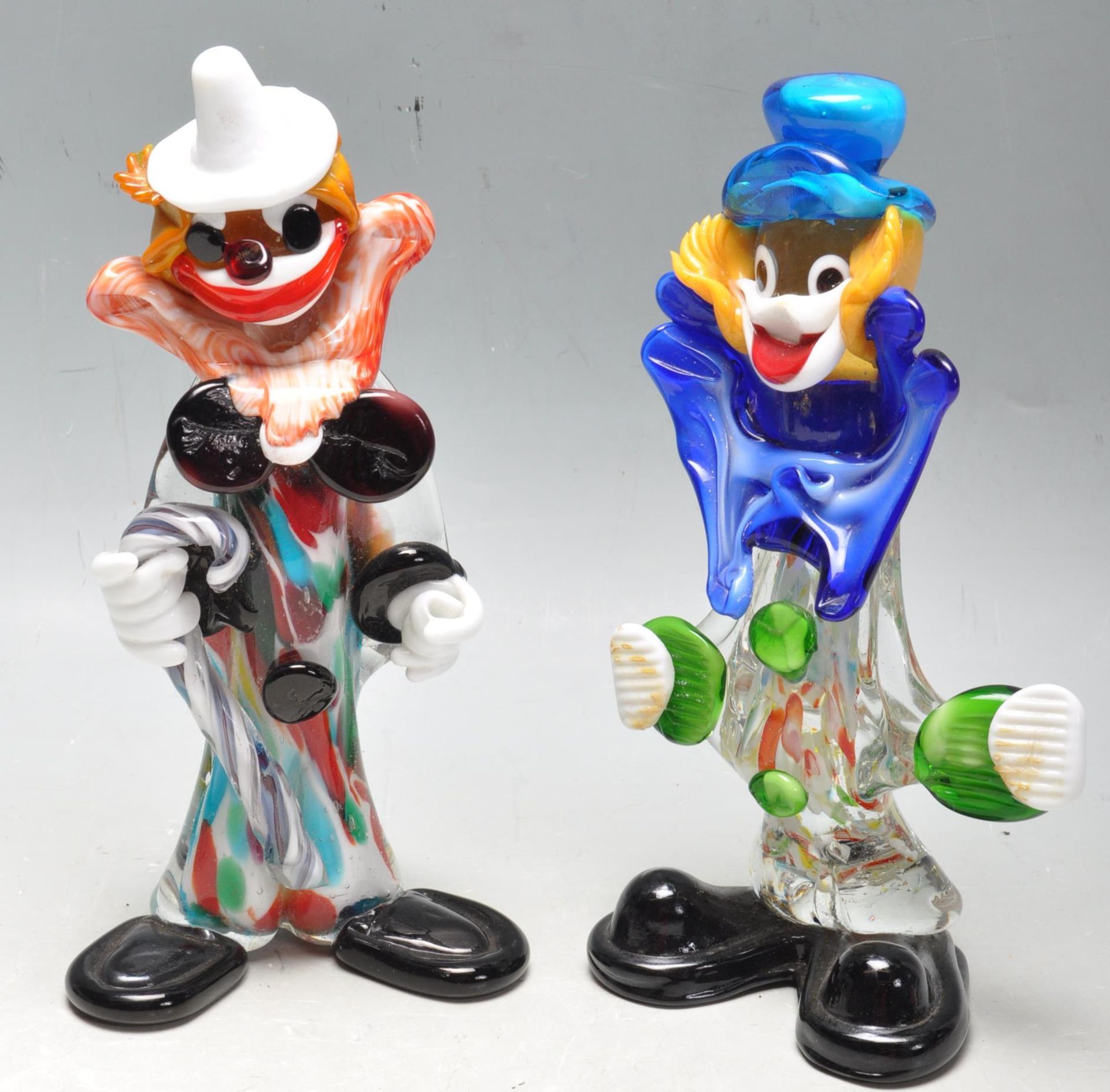 TWO VINTAGE RETRO 20TH CENTURY ITALIAN MURANO GLASS CLOWNS