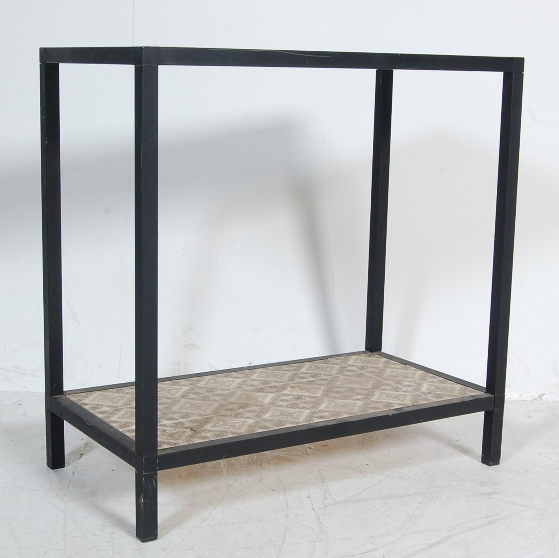 RETRO 20TH CENTURY METAL FRAME & TILE TOP PLANT STAND